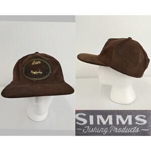 Simms Fishing Corduroy Flat Brim Hat Brown Embroidered Double Haul #Z5212